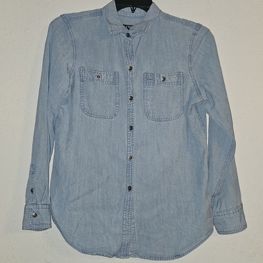 Chaps Light Blue Denim Button Up Shirt Women
